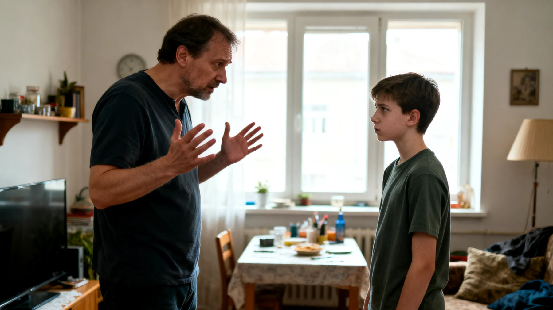 Tata ma trudność w mówieniu 'nie' nastoletniemu dziecku, co prowadzi do braku granic, nadmiernych ustępstw i problemów z konsekwencją w wychowaniu"